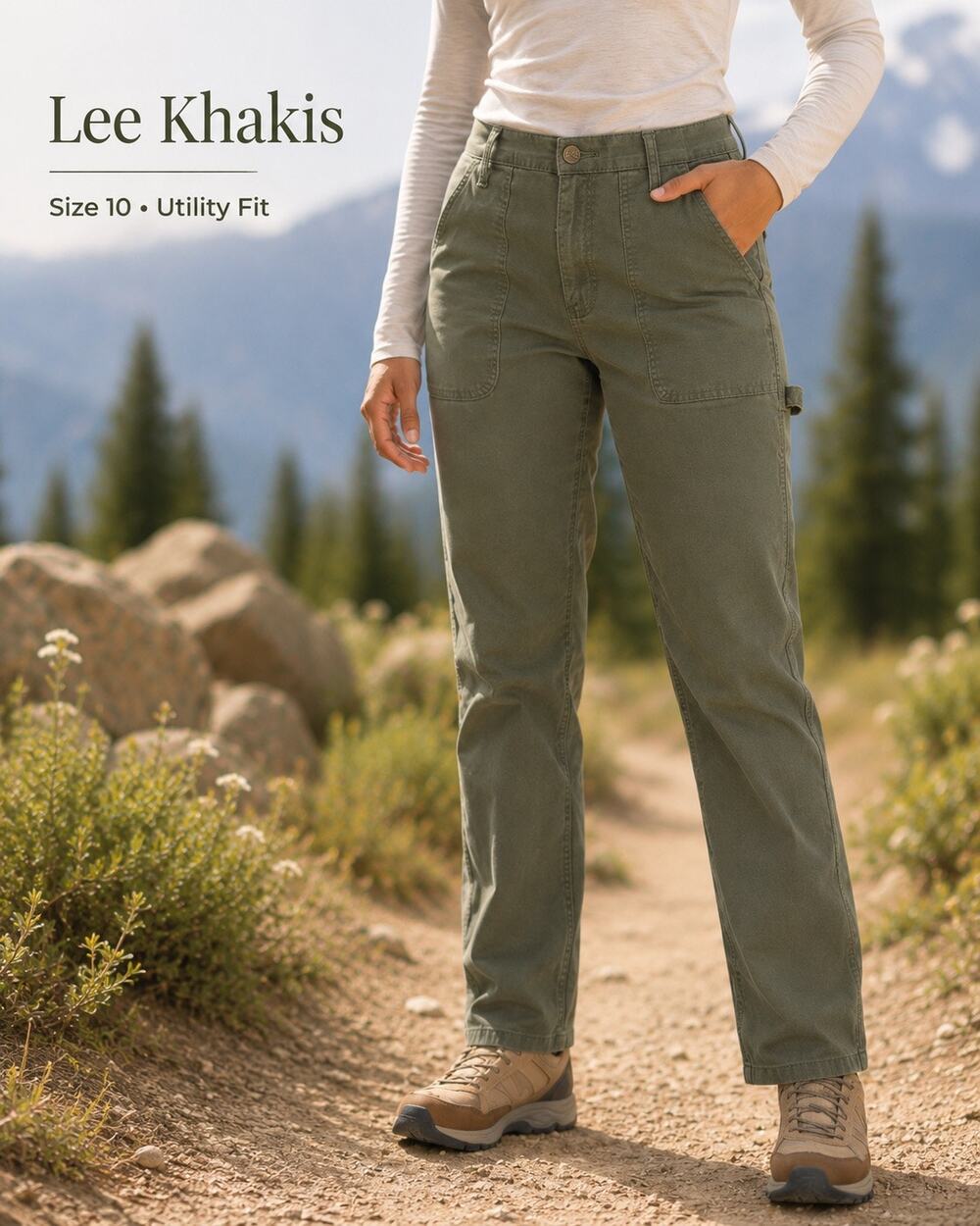 Lee Women’s Size 10 Olive Khaki Utility Workwear Straight Leg Pants